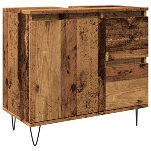 vidaXL Badkamerkast 65x33x60 cm bewerkt hout oud houtkleurig
