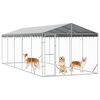 vidaXL Hondenkennel met dak 3x7,5x2,5 m gegalvaniseerd staal zilver