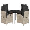 vidaXL 5-delige Tuinset met kussens poly rattan lichtgrijs
