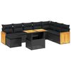 vidaXL 9-delige Loungeset met kussens poly rattan zwart
