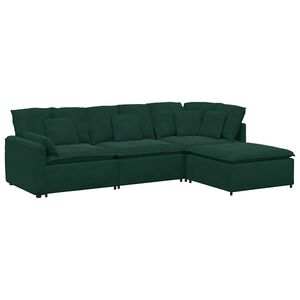 vidaXL Modulaire bank met voetenbank en kussens fluweel donkergroen
