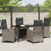 vidaXL Tuin eettafelset met kussen 5 pcs Grijs poly rattan