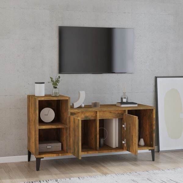 vidaXL Tv-meubel 100x35x55 cm bewerkt hout gerookt eikenkleurig