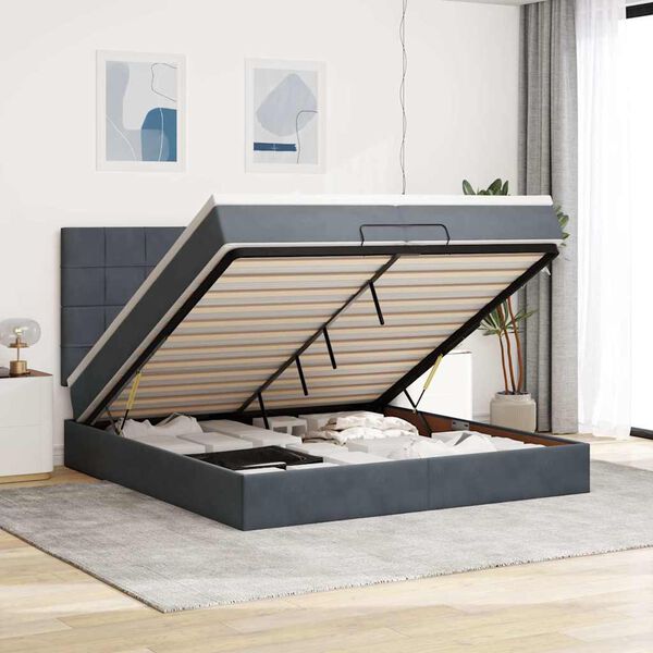 vidaXL Ottoman bed met matrassen en LED's 200x200cm fluweel