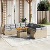 vidaXL 11-delige Tuinset met kussens poly rattan beige