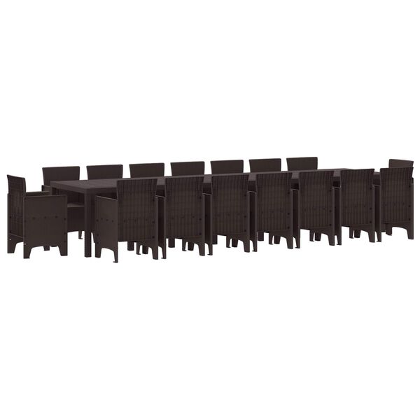vidaXL Tuin Eettafelset met kussens met kussen 17 pcs Bruin PP