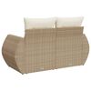 vidaXL Tuinbank 2-zits met kussens poly rattan beige