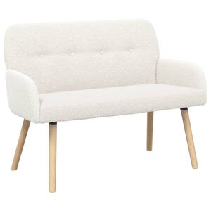 vidaXL 2-zitsbank met massief houten poten Cr&egrave;mekleurig Boucl&eacute;