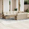 vidaXL 11-delige Tuinset met kussens poly rattan beige