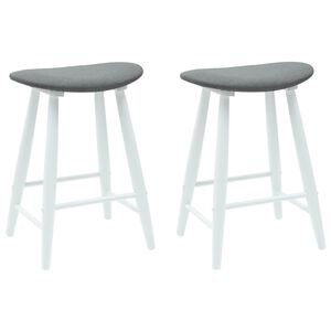 vidaXL Eettafelstoelen 2 st Massief Rubberhout Wit en grijs