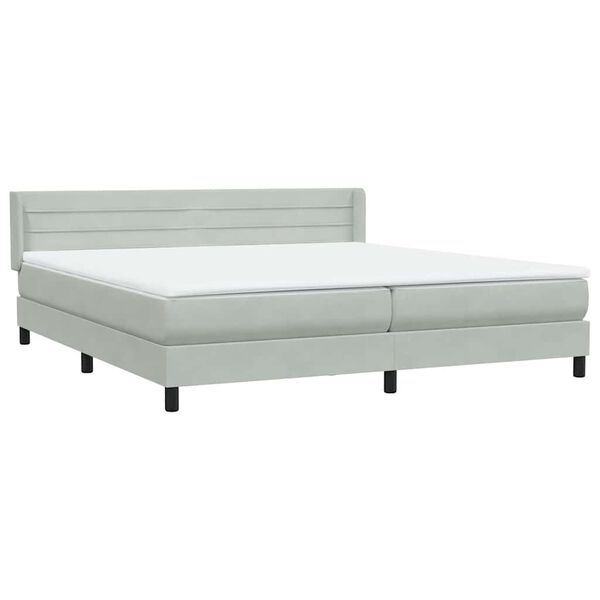 vidaXL Boxspring met matras fluweel lichtgrijs 180x210 cm