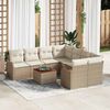 vidaXL Tuinbankenset met kussen 9 pcs Beige poly rattan