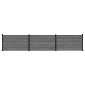 vidaXL Hekpaneel 3 pcs WPC en Aluminium Grijs