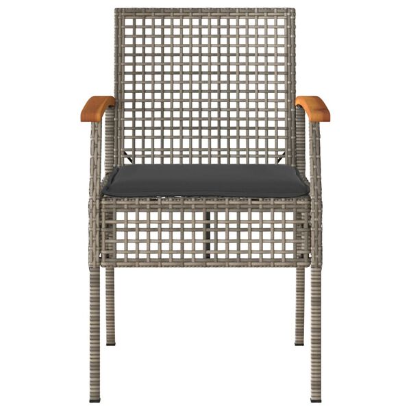 vidaXL Tuinstoelen 2 st met kussens poly rattan en acaciahout grijs
