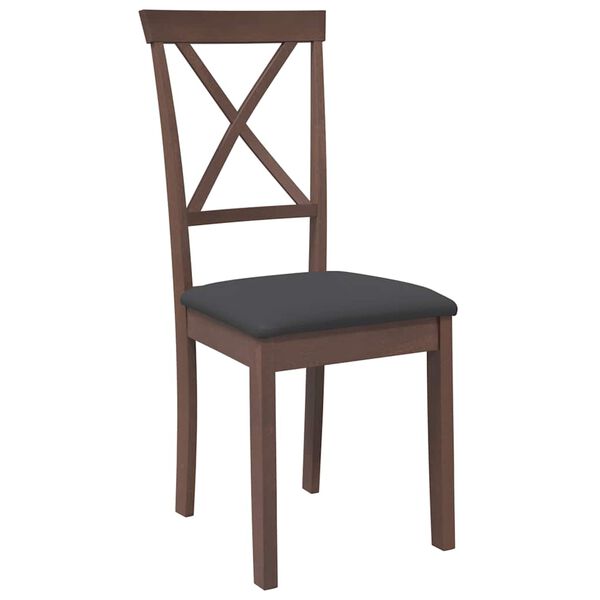 vidaXL Eetkamerstoelen met kussens 2 st massief hout rubber bruin