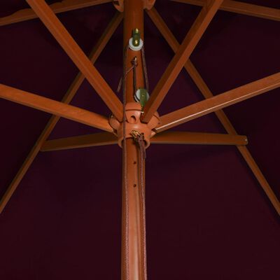 vidaXL Parasol met houten paal 200x300 cm bordeauxrood