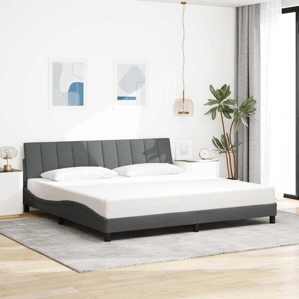 vidaXL Bedframe zonder matras "Hanko" stof donkergrijs 200x200 cm