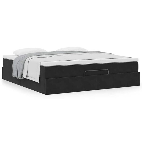 vidaXL Ottoman bed met matras 160x200cm fluweel zwart