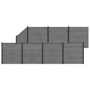 vidaXL Hek set 1311 x 186 cm WPC en Aluminium Grijs