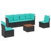vidaXL 7-delige Loungeset met kussens poly rattan zwart