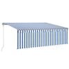 vidaXL Luifel automatisch rolgordijn LED windsensor 4x3 m blauw en wit
