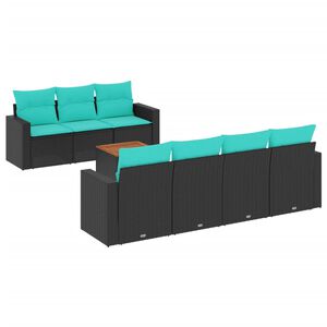 vidaXL 8-delige Loungeset met kussens poly rattan zwart