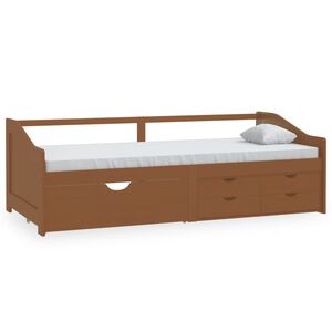 vidaXL Bedbank 3-zits met lades grenenhout honingbruin 90x200 cm