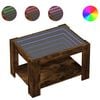vidaXL Salontafel met LED 73x53x45 cm bewerkt hout gerookt eikenkleur