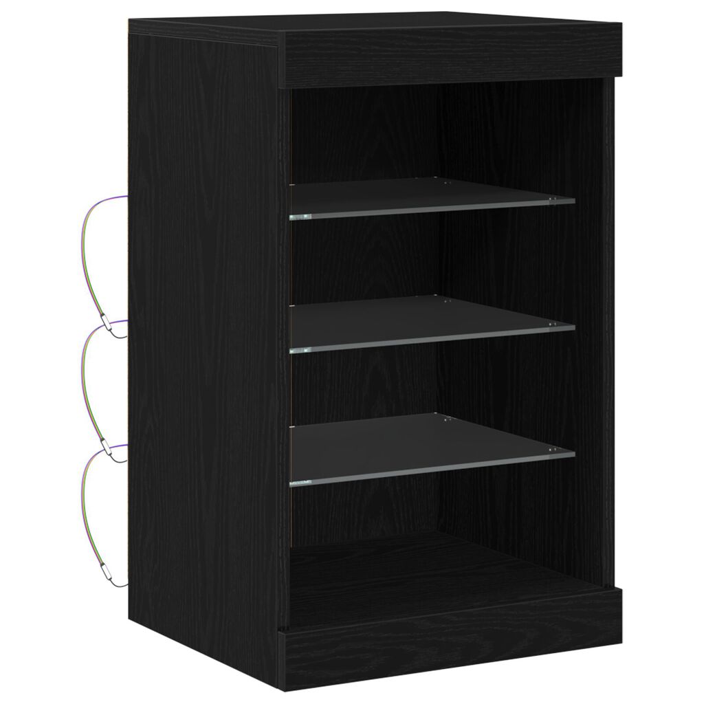 vidaxl vidaXL Dressoir met LED-verlichting 41x37x67 cm zwart eikenkleurig