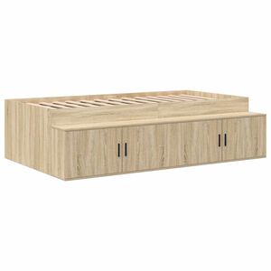 vidaXL Opbergbedframe met opslag Sonoma eiken 90 x 190 cm Bewerkt hout
