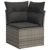 vidaXL 3-delige Loungeset met kussens poly rattan grijs