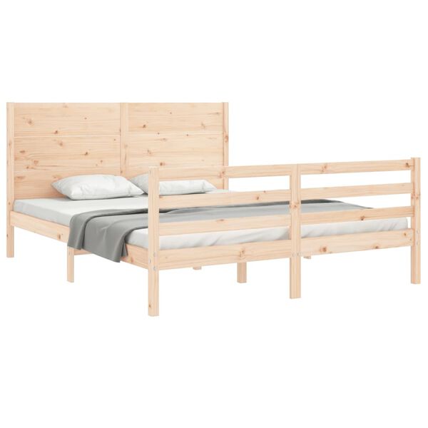vidaXL Bedframe met hoofdbord massief hout 160x200 cm