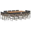 vidaXL 13-delige Tuinset met kussens poly rattan grijs
