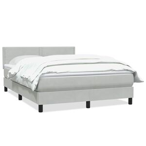 vidaXL Boxspring met matras fluweel lichtgrijs 140x210 cm