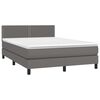 vidaXL Boxspring met matras en LED kunstleer grijs 140x190 cm