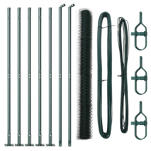 vidaXL Afrasteringspaal Groen 10 x 1,4 m (36 mm gaas) Staal en PVC