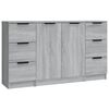 vidaXL Dressoirs 3 st bewerkt hout grijs sonoma eikenkleurig