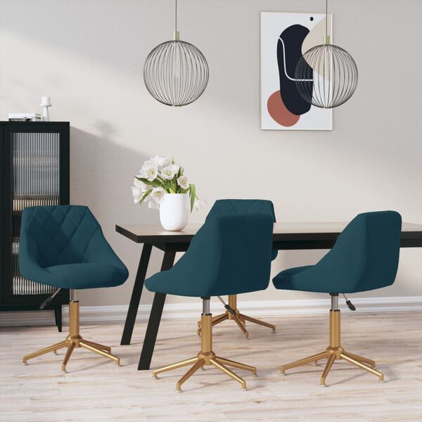 vidaXL Eetkamerstoelen draaibaar 4 st fluweel blauw