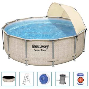 Bestway Power Steel Zwembadset met luifel 396x107 cm