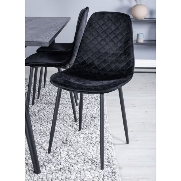 Venture Home Eetkamerstoelen 2 st Polar fluweel met stiksels zwart