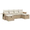 vidaXL 6-delige Loungeset met kussens poly rattan beige