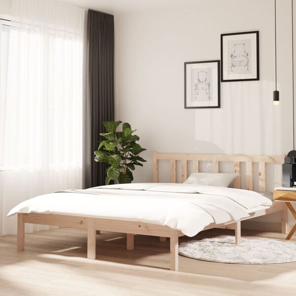 vidaXL Bedframe massief hout 135x190 cm Double