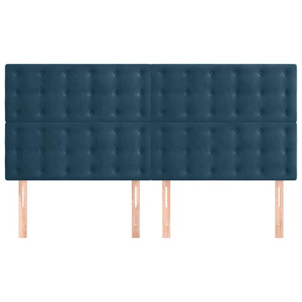 vidaXL Hoofdbord donkerblauw 200x5x118/128 cm fluweel