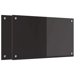 vidaXL Keukenachterwand 2 st Zwart 70 x 40 cm gehard glas