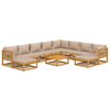 vidaXL 11-delige Loungeset met kussens massief hout taupe