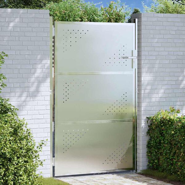 vidaXL Tuinpoort met slot Zilver 100 x 125 cm Roestvrij staal