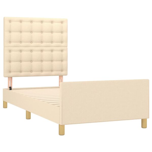 vidaXL Bedframe met hoofdeinde stof cr&egrave;mekleurig 90x190 cm