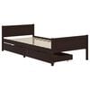 vidaXL Bedframe met 2 lades 100x200 cm massief grenenhout donkerbruin