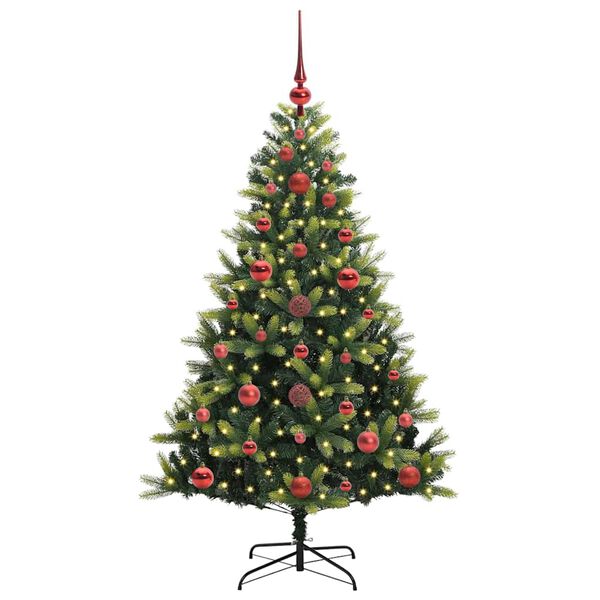 vidaXL Kunstkerstboom met scharnier 150 LEDs Groen 120 cm PVC en PE