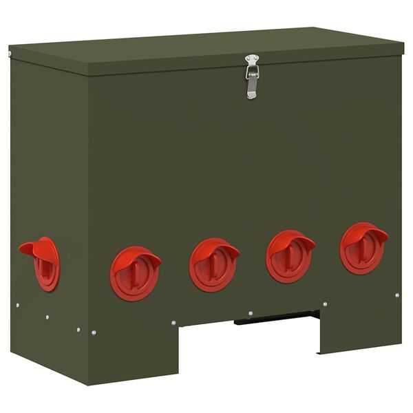 vidaXL Kip voerbak Olijf Groen 60,5 x 29 x 51 cm Koudgewalst Staal